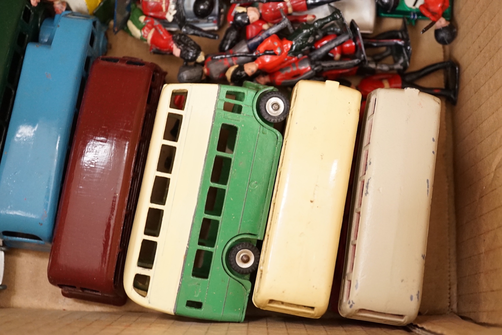 Dinky Toys, many early post-war including 36 and 40 series (35) and a quantity of Britains and other hollow-cast lead guards and bandsmen